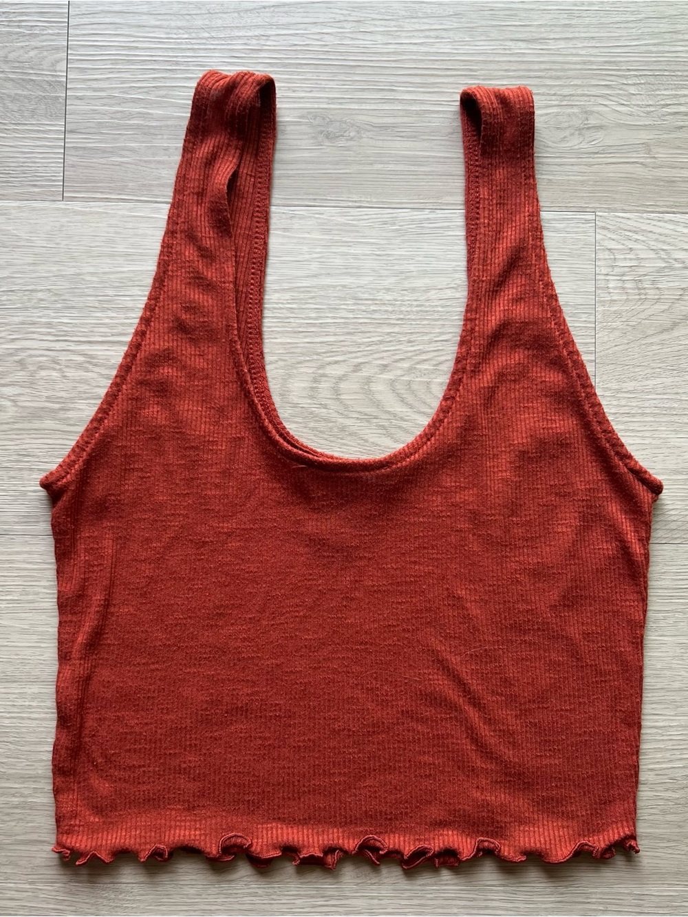 Rust Red Ribbed Scoop Neck Tank Top - Picture 4 of 4